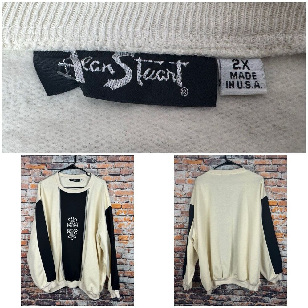 Alan Stuart Panel Embroidered Floral Sweatshirt Sweater Scroll Motif 2XL